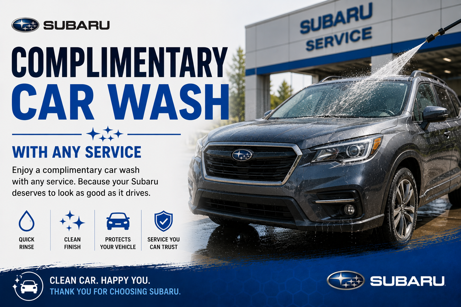COMPLIMENTARY CAR WASH WITH ANY SERVICE